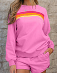Colorblock Stripe Pullover and Shorts Set
