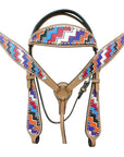 HILASON W. H. Leather Headstall & Breast Collar Set Geometry – Hilason