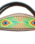 Hilason Western Horse Headstall Bridle American Leather Peacock Feather