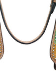 Hilason Western Horse Headstall Bridle American Leather Peacock Feather