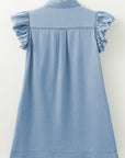 Vanessa Flutter Sleeve Button Up Denim Dress