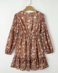 Ashley Boho Floral Puff Sleeve Mini Dress