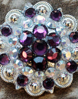 1.5 In Amythyst Ab Crystals Berry Silver Bling Headstall Saddle Hilason
