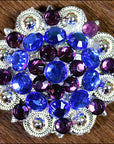 Hilason Blue Purple Crystals 1-1/49 Inch Berry Concho Rhinestone Tack