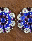Hilason Blue Purple Crystals 1-1/49 Inch Berry Concho Rhinestone Tack