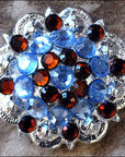 Aquamarine Topaz Crystals 1 -1/4In. Berry Concho Rhinestone Saddle Tack