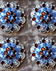 Aquamarine Topaz Crystals 1 -1/4In. Berry Concho Rhinestone Saddle Tack