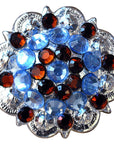 Aquamarine Topaz Crystals 1 -1/4In. Berry Concho Rhinestone Saddle Tack