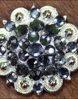Hilason Black Daimond Crystals 1-1/4 Berry Concho Rhinestone Tack Saddle
