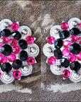 Black Hot Pink Crystal Berry Headstall Saddle Cowgirl Hilason