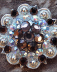 Hilason Brown Ab Crystal 1-1/4In Berry Concho Rhinestone Tack Saddle