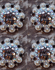 Hilason Brown Ab Crystal 1-1/4In Berry Concho Rhinestone Tack Saddle