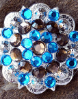 Blue Brown 1-1/4 In. Berry Headstall Saddle Bling