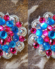 Blue Fuchsia Crystal 1-1/4In Berry Headstall Saddle Hilason