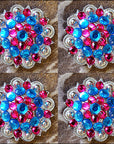 Blue Fuchsia Crystal 1-1/4In Berry Headstall Saddle Hilason