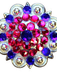 Blue Pink Crystal 1-1/4In Berry Headstall Saddle Hilason