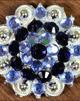 Hilason Blue Black Crystal 1-14In Berry Concho Rhinestone Tack Saddle