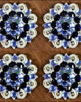 Hilason Blue Black Crystal 1-14In Berry Concho Rhinestone Tack Saddle