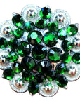 Hilason Green Crystal 1-1/4In Berry Concho Rhinestone Tack Saddle Cowgirl