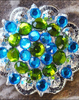 Peridot Green Capri Blue Crystal Berry Tack Saddle Hilason
