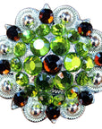 Hilason Green Brown Crystal 1-1/4In Berry Concho Rhinestone Tack Saddle