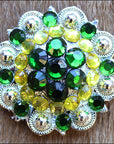 Hilason Green Crystal 1-1/4In Berry Concho Rhinestone Saddle Tack Cowgirl