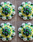 Hilason Green Crystal 1-1/4In Berry Concho Rhinestone Saddle Tack Cowgirl