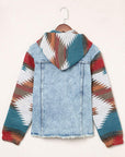 Aztec Denim Patchwork Hooded Jacket