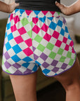 Checker Drawstring Elastic Waist Shorts