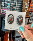 Red Stud Earrings Concho earrings – Sterling Silver