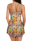 Vintage Rodeo Poster Skirted Swimsuit