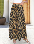 Baha Ranch Retro Pop Western Leopard Print Maxi Prairie Skirt