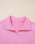 Evangeline Embroidered Flower Buttons Pullover Sweatshirt