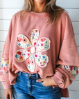 Floral Patchwork Long Sleeve Sweatshirt