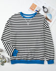 Elliana Stripe Crossed Stitch Drop Shoulder Sweatshirt