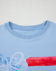 Flag Bow Crewneck Graphic Tee