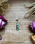 Teardrop Pendant with Kingman Turquoise – Option 4 – Sterling Silver – Native Made by SF – Fits 5mm