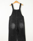 Baylor Distressed Bib Pocket Wide Leg Denim Overall