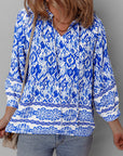 Boho Tied Neck 3/4 Sleeve Blouse