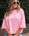 Stripe Bow Back Cutout Tee