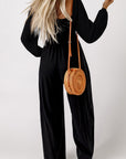 Ryleigh Smocked Square Neck Long Sleeve Wide Leg Jumpsuit