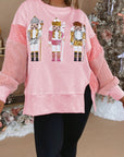 Nutcracker Sequin Colorblock Textured Christmas Sweatshirt