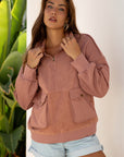 Solid Reverse Seam Half-Zip Side Pocket Sweatshirt