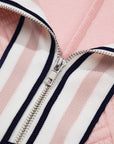 Stripe Contrast Collar Textured Blouse