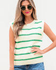 Ivey Striped Round Neck Casual Sweater Vest