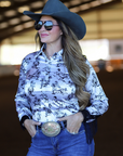 GIDDY UP SATIN & FRINGE PERFORMANCE RODEO SHIRT