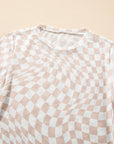 Checker Mesh Long Sleeve Top