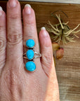 3-Stone Kingman Turquoise Ring – Size 9.5 Sterling Silver