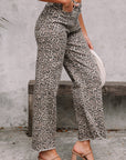 Leopard Frayed High Waist Jeans