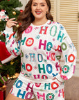 Plus Size Christmas Ho Ho Ho Top and Shorts Lounge Set